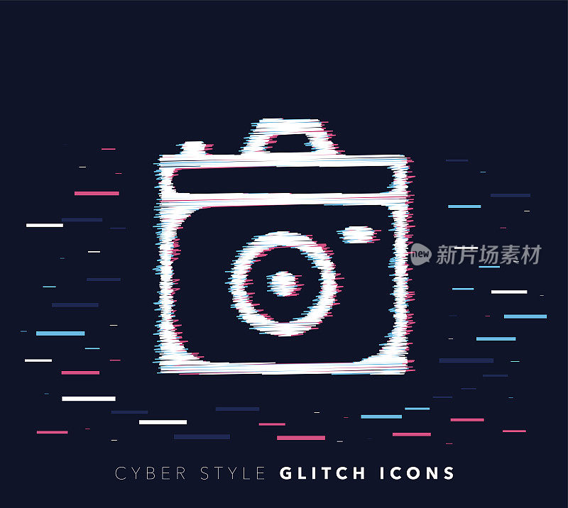 Camera Apps Glitch Effect Vector Icon Illustration
